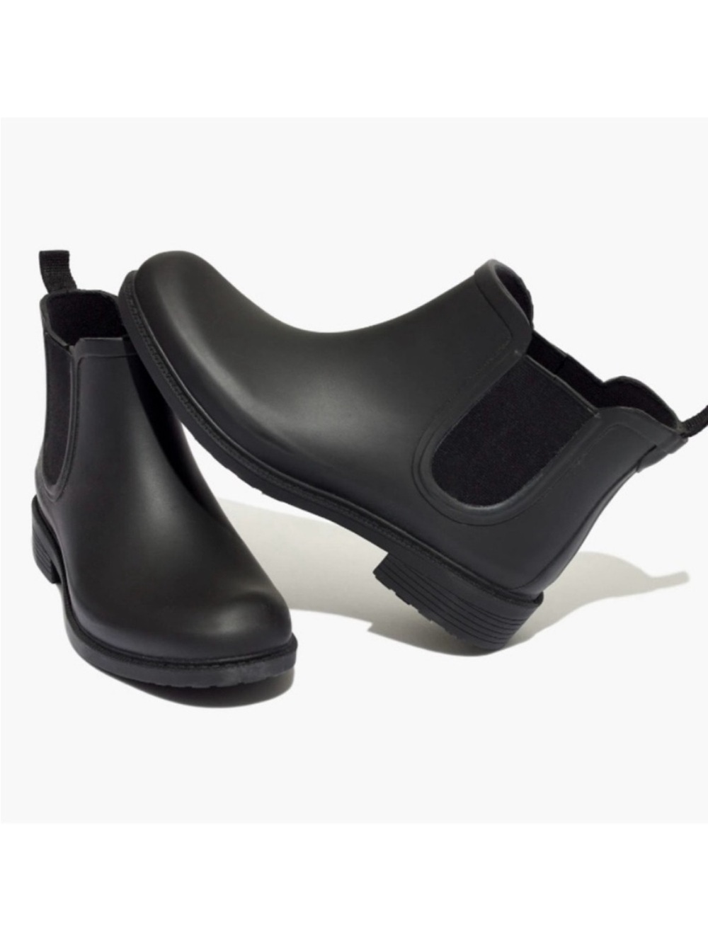 Madewell - The Chelsea Black Round Toe Pull On Rain Ankle Boots Size 9